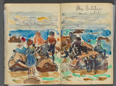 Sketchbook- The Granite Shore Hotel, Rockport, page 034 & 35: Children on a Beach by Maurice Prendergast