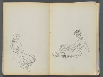 Sketchbook- The Granite Shore Hotel, Rockport, page 042 & 43: Two Seated Female Figures by Maurice Prendergast