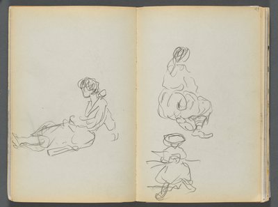 Sketchbook - The Granite Shore Hotel, Rockport, page 048 & 49: Seated Female Figures by Maurice Prendergast