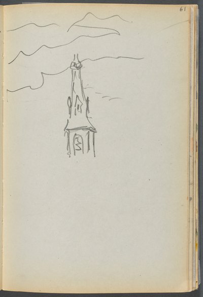 Sketchbook- The Granite Shore Hotel, Rockport, page 061: Church Spire with Sky by Maurice Prendergast