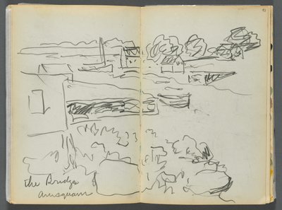 Sketchbook: The Granite Shore Hotel, Rockport, The Bridge, Annisquam (page 092 & 93) by Maurice Prendergast