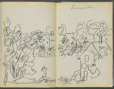 Sketchbook - The Granite Shore Hotel, Rockport, page 144 & 145: "Lanesville" by Maurice Prendergast