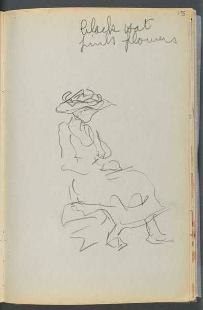 Sketchbook- The Granite Shore Hotel, Rockport, page 155: Seated Woman with Notes by Maurice Prendergast