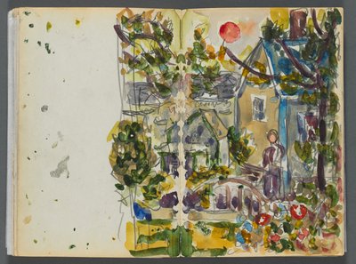 Sketchbook- The Granite Shore Hotel, Rockport, page 158 & 159: House and Garden by Maurice Prendergast