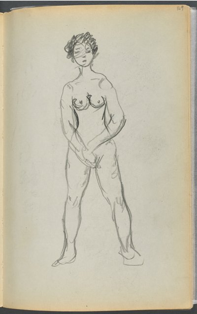 Sketchbook - The Granite Shore Hotel, Rockport, page 169: Female Nude by Maurice Prendergast