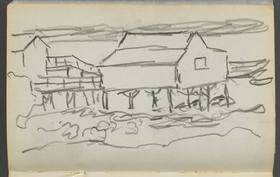 Sketchbook, The Dells, No. 127, page 014: House on a Dock by Maurice Prendergast