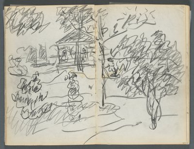 Sketchbook, The Dells, No. 127, page 066 & 67: Landscape by Maurice Prendergast