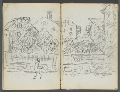 Sketchbook, The Dells, No. 127, page 094 & 95: Village Street by Maurice Prendergast