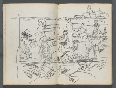 Sketchbook: The Dells, No. 127, Figures in a Landscape (page 098 & 99) by Maurice Prendergast
