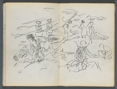 Sketchbook, The Dells, No. 127, page 100 & 101: Figures on a Beach by Maurice Prendergast
