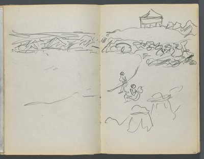 Sketchbook, The Dells, No. 127, page 130 & 131: Coastal View by Maurice Prendergast