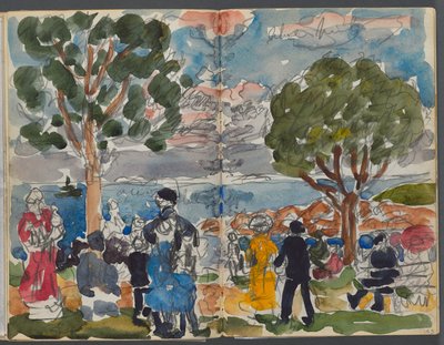 Sketchbook: The Dells, No. 127, Figures on a Coast (page 142 & 143) by Maurice Prendergast