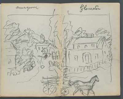 Sketchbook, The Dells, No. 127, page 176 & 177: "Annisquam - Glocester" by Maurice Prendergast