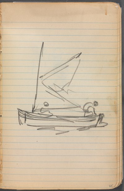 Sketchbook, page 085: Sailboat with Two Figures by Maurice Prendergast