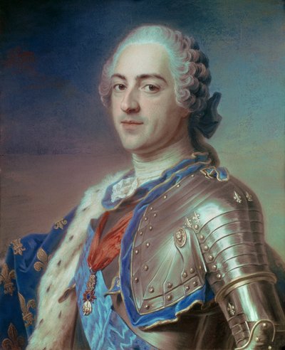 Portrait of Louis XV in Armor, with the Cords of the Order of the Holy Spirit and the Golden Fleece by Maurice Quentin de La Tour
