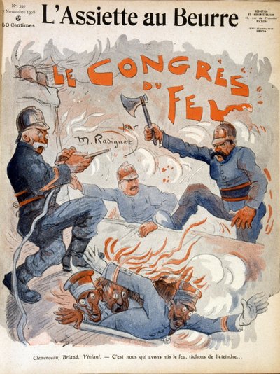 French Statesmen Aristide Briand, Georges Clemenceau and Rene Viviani by Maurice Radiguet