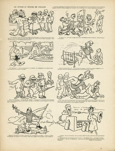Illustration of Maurice Radiguet in Le Rire, 21/12/12 - Le syndicrouge de Toulon - Syndicalisme, Toulon by Maurice Radiguet