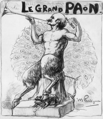 The Big Peacock, Cartoon by Maurice Radiguet of Edmond Rostand by Maurice Radiguet