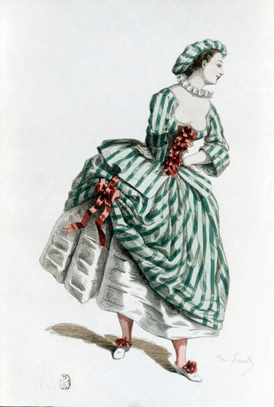 Costume and Mask of Colombine in 1855 by Maurice Sand