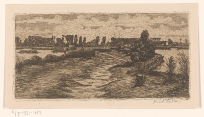 Path Through Landscape with Puddles by Maurits van der Valk (signed by artist)