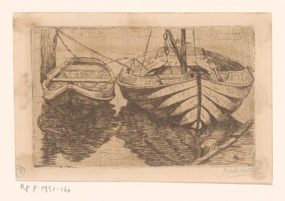 Rowboat and Sailboat by Maurits van der Valk (signed by artist)