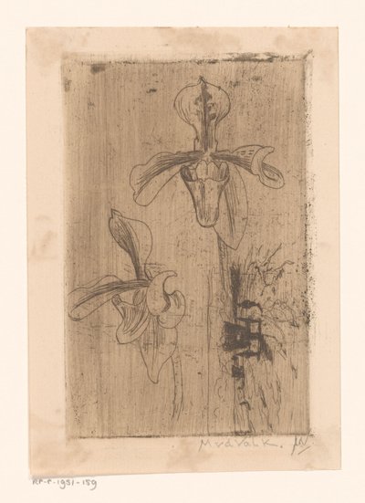 Two Orchids and a Cart on the Beach by Maurits van der Valk (signed by artist)