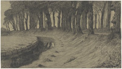 Trees along a Road over a Dike or Embankment by Maurits van der Valk