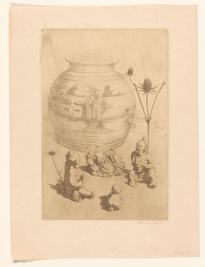 Chinese Vase with Four Small Figures by Maurits van der Valk