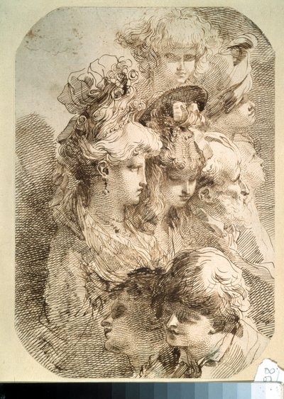 Studies of Eight Heads by Mauro Gandolfi