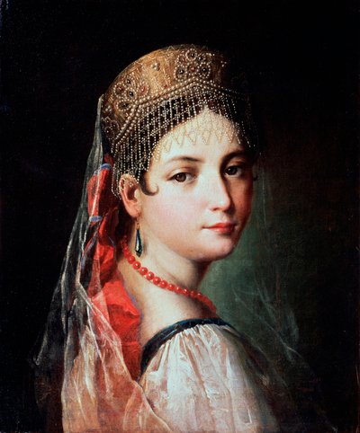 Portrait of a Young Woman in Sarafan and Kokoshnik by Mauro Gandolfi