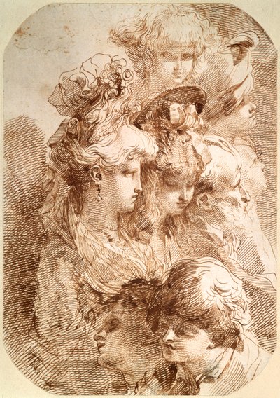 Studies of Eight Heads, late 18th or early 19th century by Mauro Gandolfi