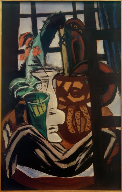 Studio with Table and Glasses by Max Beckmann