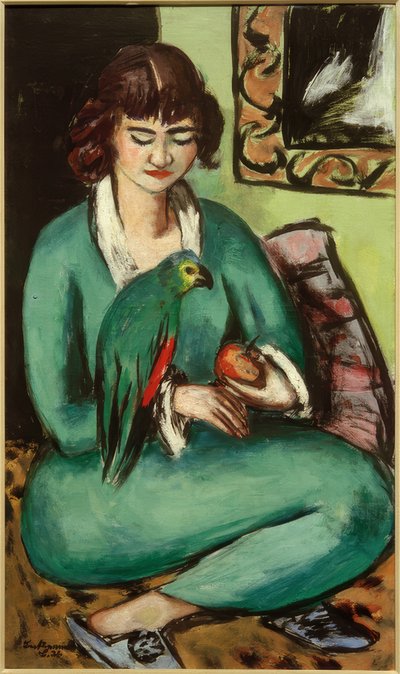 Quappi with Parrot by Max Beckmann