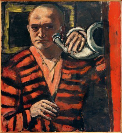 Self-Portrait with Horn by Max Beckmann