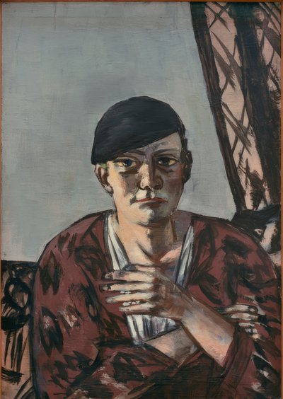 Self-Portrait with Black Cap by Max Beckmann
