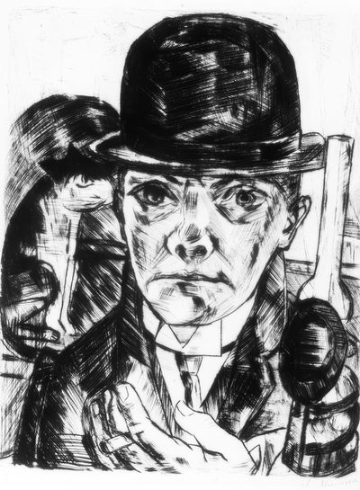 Self-Portrait with Stiff Hat by Max Beckmann
