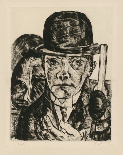 Self-Portrait with Stiff Hat by Max Beckmann