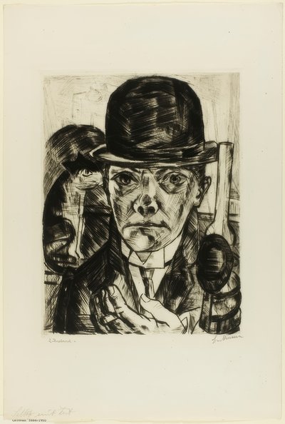 Self-Portrait in Bowler Hat by Max Beckmann