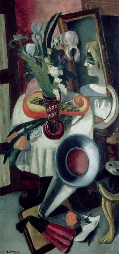 Still Life with Gramophone and Irises by Max Beckmann