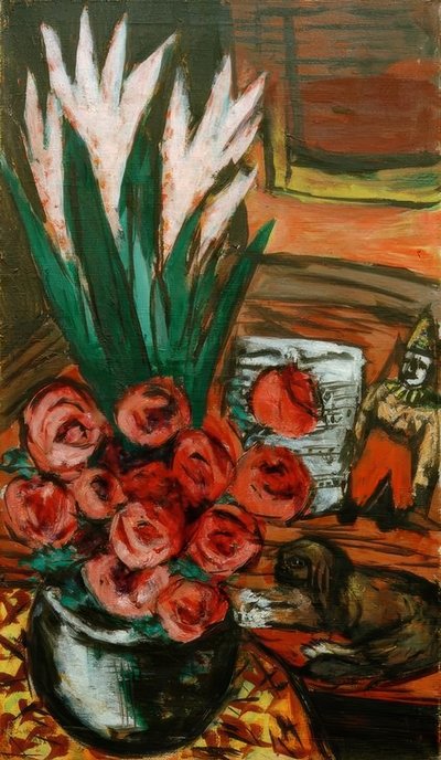 Still Life with Red Roses and Butchy by Max Beckmann