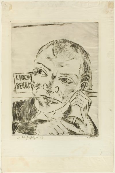 The Barker (Self-Portrait), plate one from Der Jahrmarkt by Max Beckmann