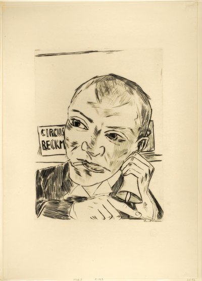 The Barker (Self-Portrait), plate one from Jahrmarkt by Max Beckmann