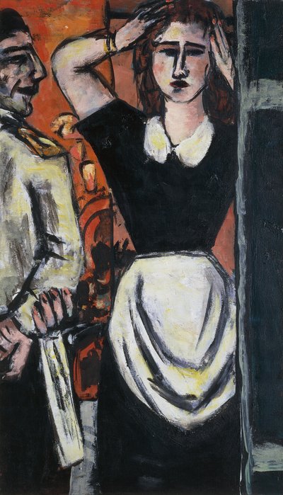 Waiter and coatroom attendant by Max Beckmann