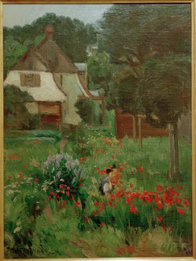 Child Picking Flowers by Max Bergmann