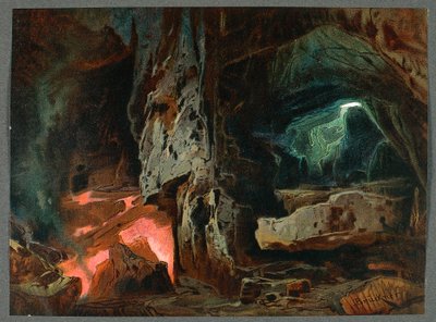 Set design for act II of The Ring of the Nibelung - The Rhinegold by Richard Wagner, Paris by Max Bruckner