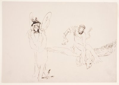 "Path of Defilement" - Man with Butterfly Wings (Self-Portrait?) and Woman on Flying Fantasy Creature by Max Klinger