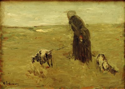 Old Woman with Goats by Max Liebermann