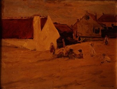 Children Playing in a Village by Max Liebermann