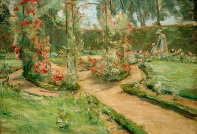 The Rose Garden in Wannsee with Daughter and Granddaughter by Max Liebermann