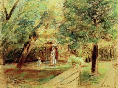 Granddaughter with Nanny in Front of Hedge Gardens by Max Liebermann
